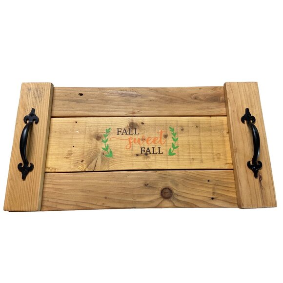 Rustic Fall Sweet Fall Wooden Tray Sign  Farmhouse Autumn Decor with Handles - Picture 2 of 8